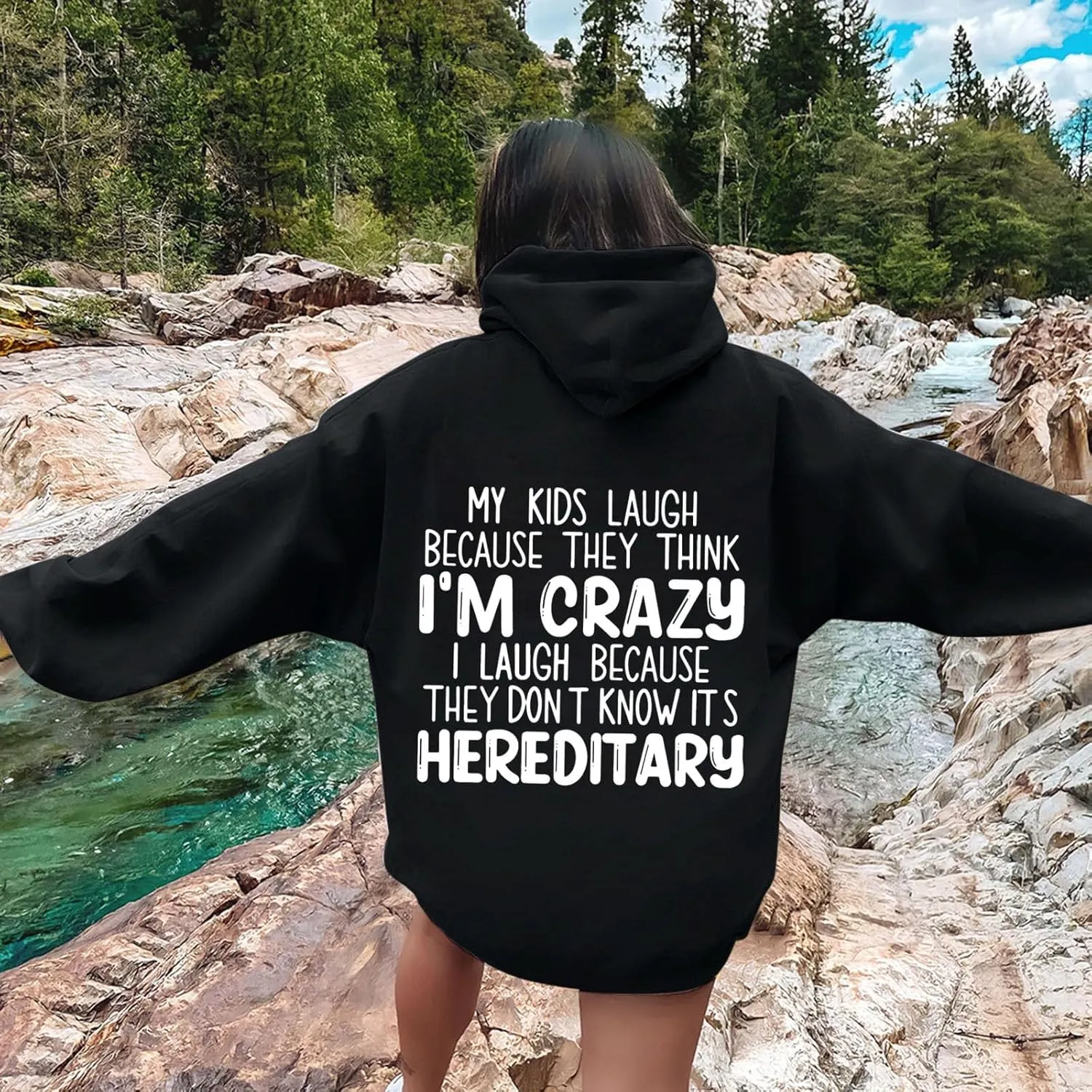 2024 Graphic Hoodies for Women Cute Pullover Long Sleeve Preppy Sweatshirts Letter Printed Hooded Tops Fall Winter Clothes