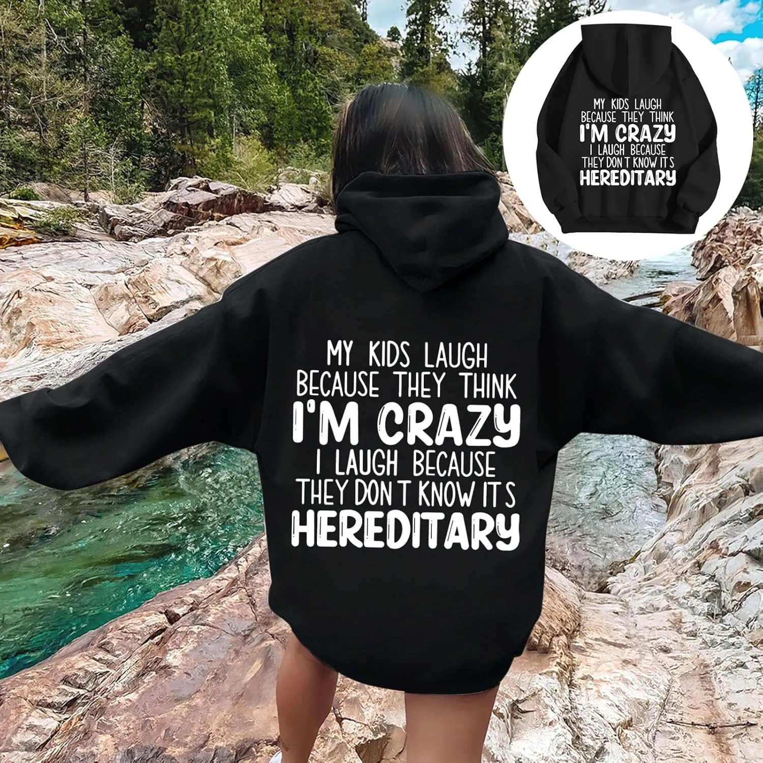 2024 Graphic Hoodies for Women Cute Pullover Long Sleeve Preppy Sweatshirts Letter Printed Hooded Tops Fall Winter Clothes