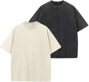 2/3 Pcs Oversized T-Shirts Cotton Washed Vintage Tee Loose Fit Short Sleeve Casual Solid Colors Tshirts for Men Women