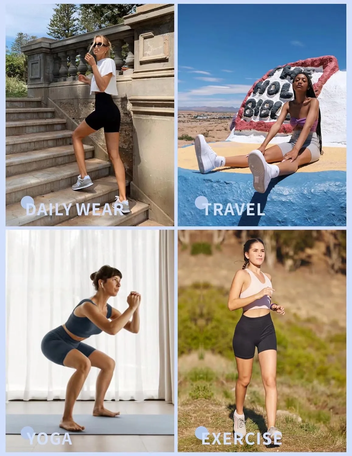 3 Pack Biker Shorts with Pockets Women,5 Soft High Waist Tummy Control Yoga Workout Athletic Running