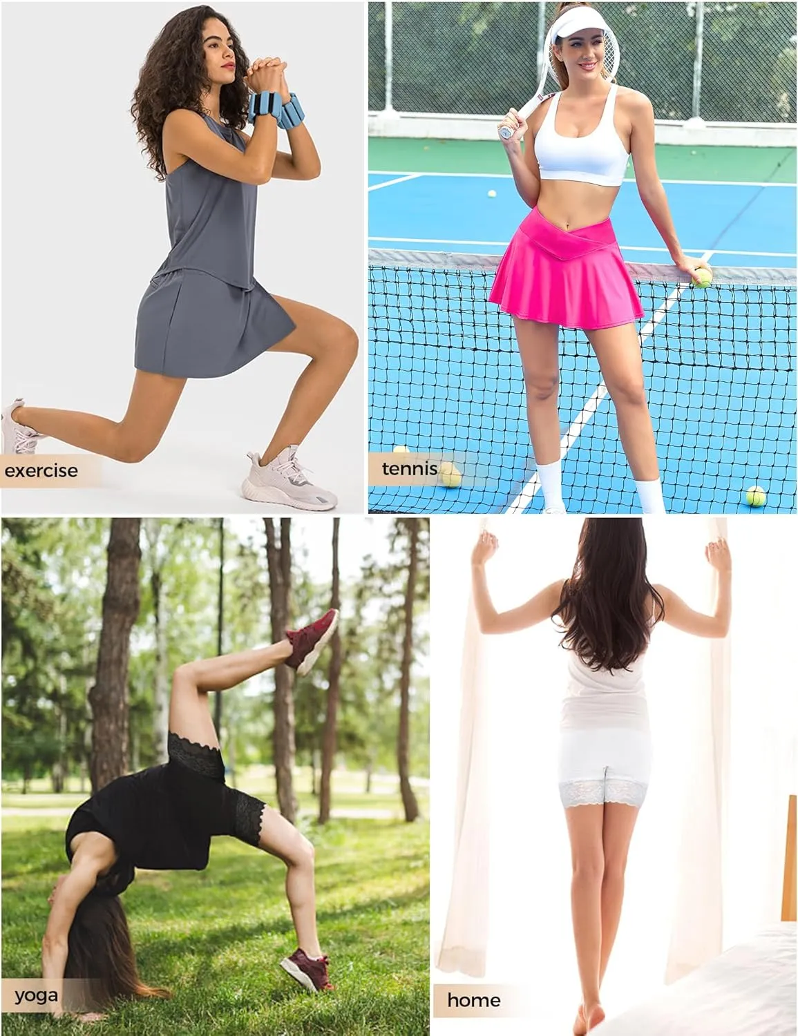 3pcs Lace Slip Shorts for Under Dresses Women, Anti Chafing Shorts Women, Bloomers Boyshorts Panties Lace leggings