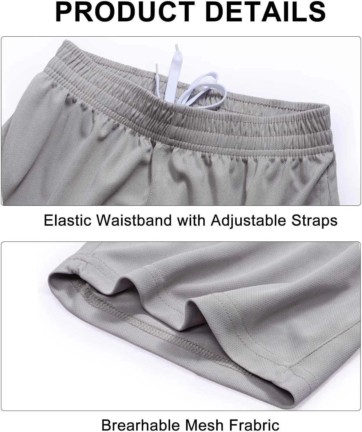 4-Pack Boy's Athletic Shorts Elastic Waistband Quick Dry Youth Basketball Shorts with Pockets (Ages 7-15)