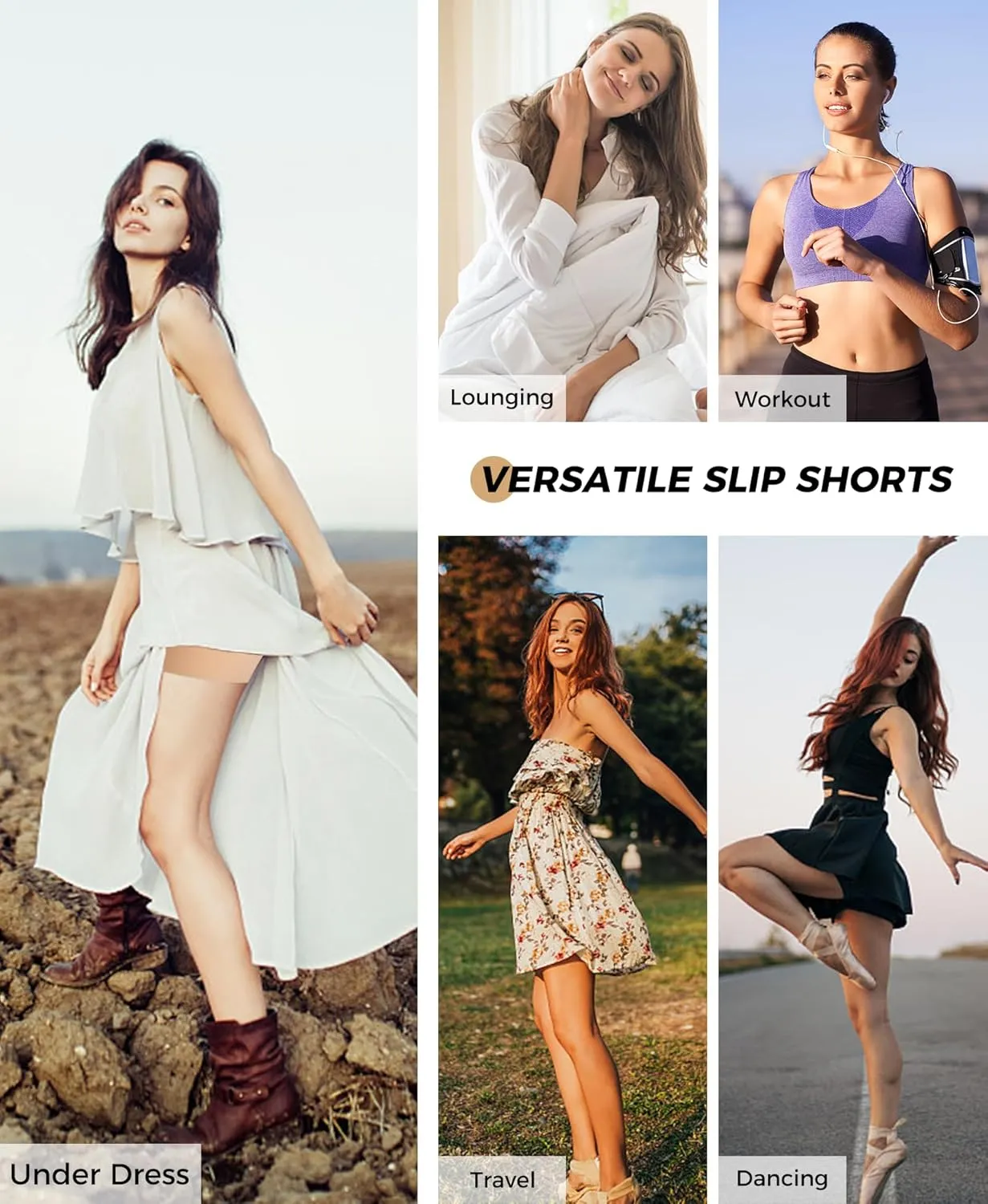 4 Pack Seamless Anti Chafing Slip Shorts for Women Under Dresses, Smooth Boy Shorts Underwear for Summer