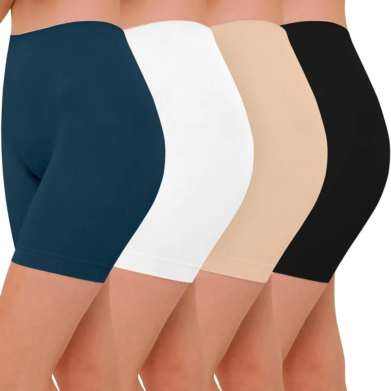 4 Pack Seamless Anti Chafing Slip Shorts for Women Under Dresses, Smooth Boy Shorts Underwear for Summer