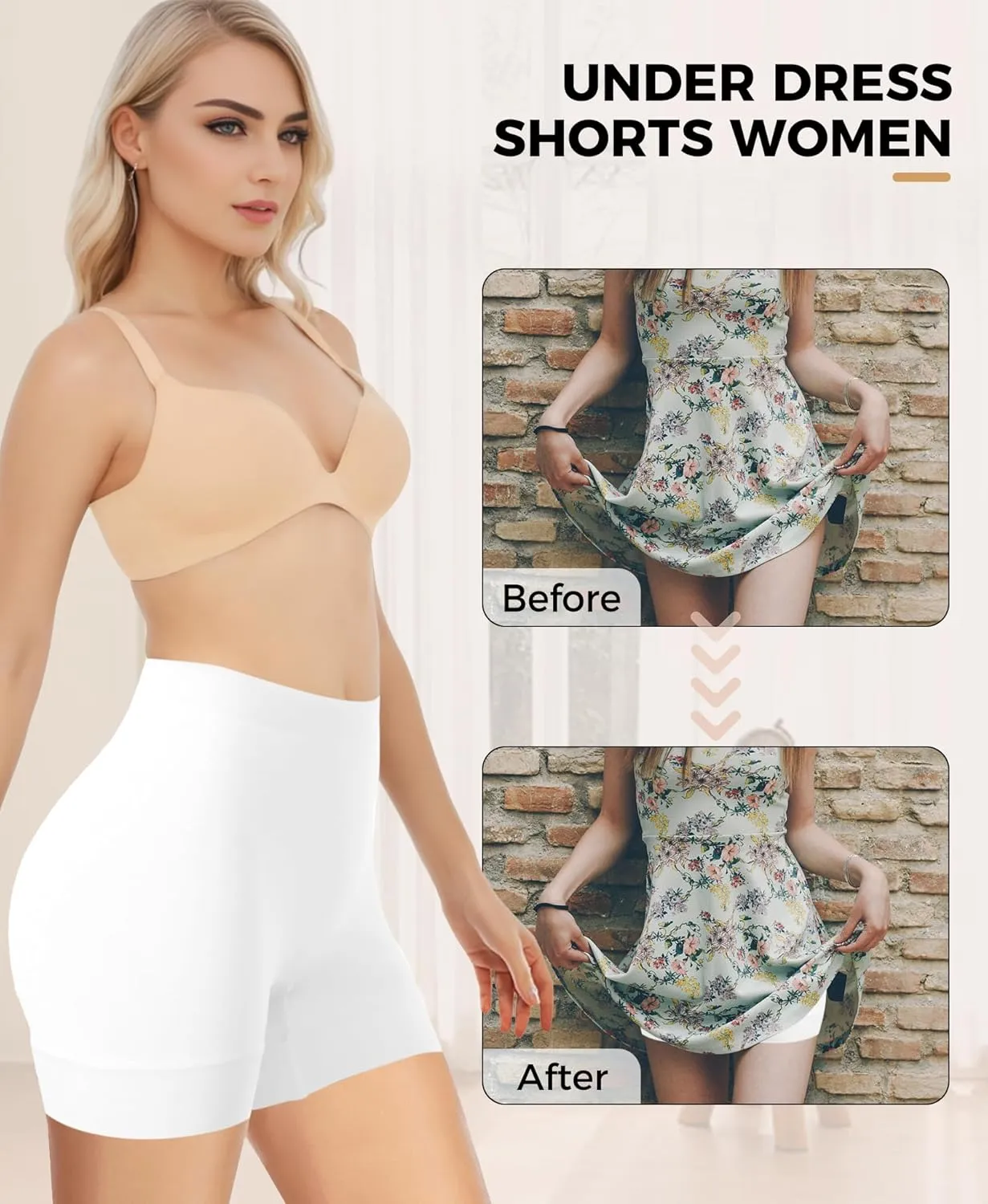 4 Pack Seamless Anti Chafing Slip Shorts for Women Under Dresses, Smooth Boy Shorts Underwear for Summer