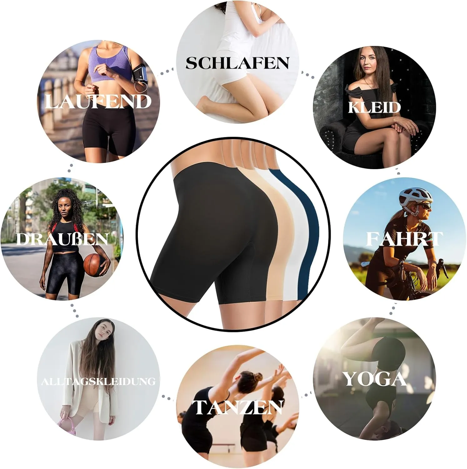 4 Pack Seamless Anti Chafing Slip Shorts for Women Under Dresses, Smooth Boy Shorts Underwear for Summer