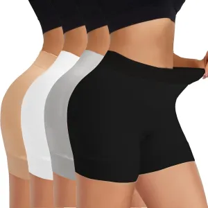 4 Pack Seamless Anti Chafing Slip Shorts for Women Under Dresses, Smooth Boy Shorts Underwear for Summer