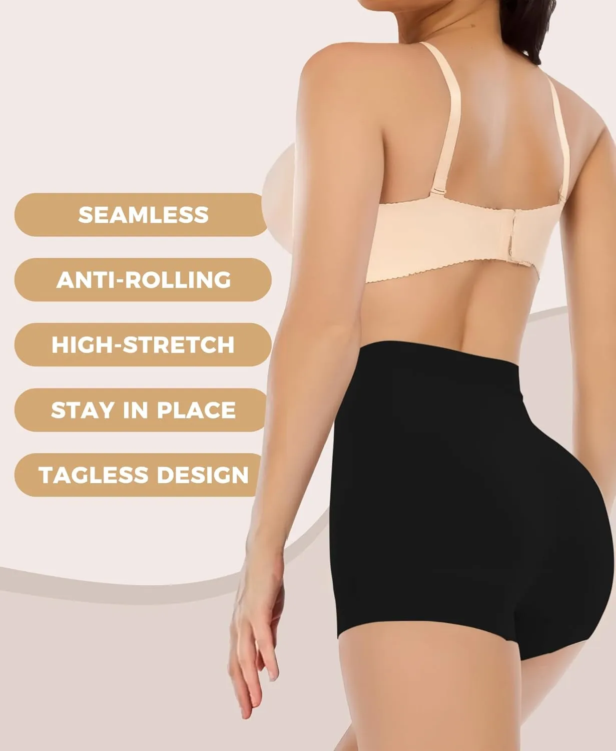 4 Pack Seamless Anti Chafing Slip Shorts for Women Under Dresses, Smooth Boy Shorts Underwear for Summer