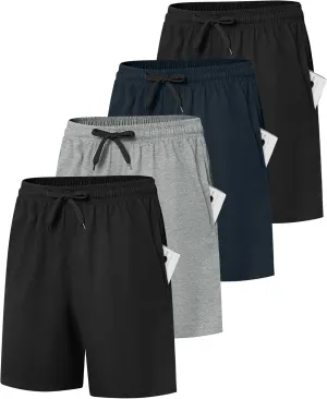 4 Pack Women's Summer Sweat Shorts Cotton Comfy Drawstring Shorts for Casual Lounge Sport Athletic with Pockets