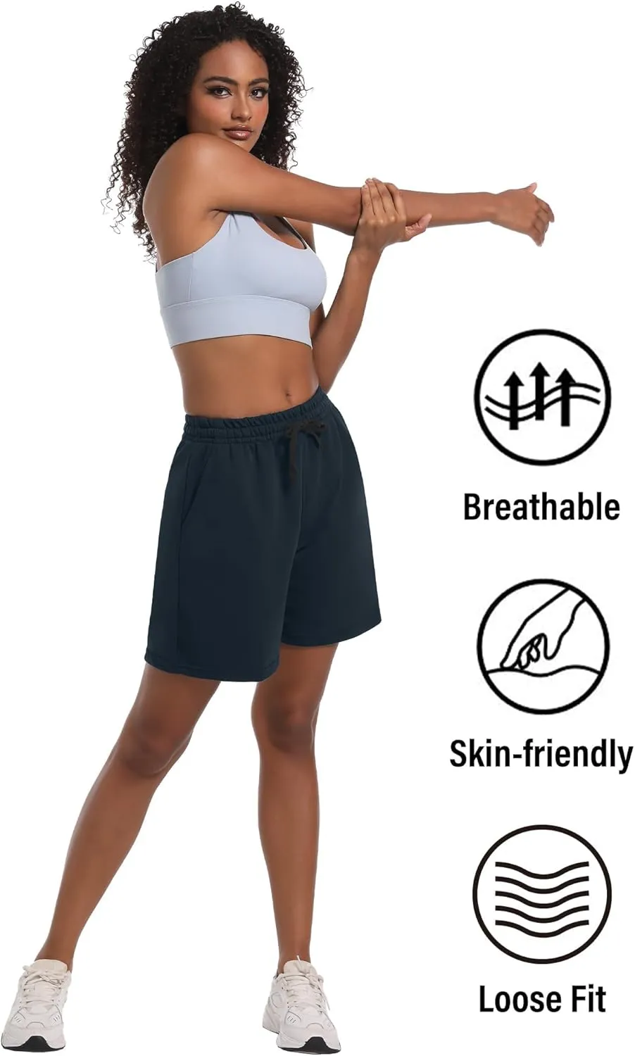 4 Pack Women's Summer Sweat Shorts Cotton Comfy Drawstring Shorts for Casual Lounge Sport Athletic with Pockets