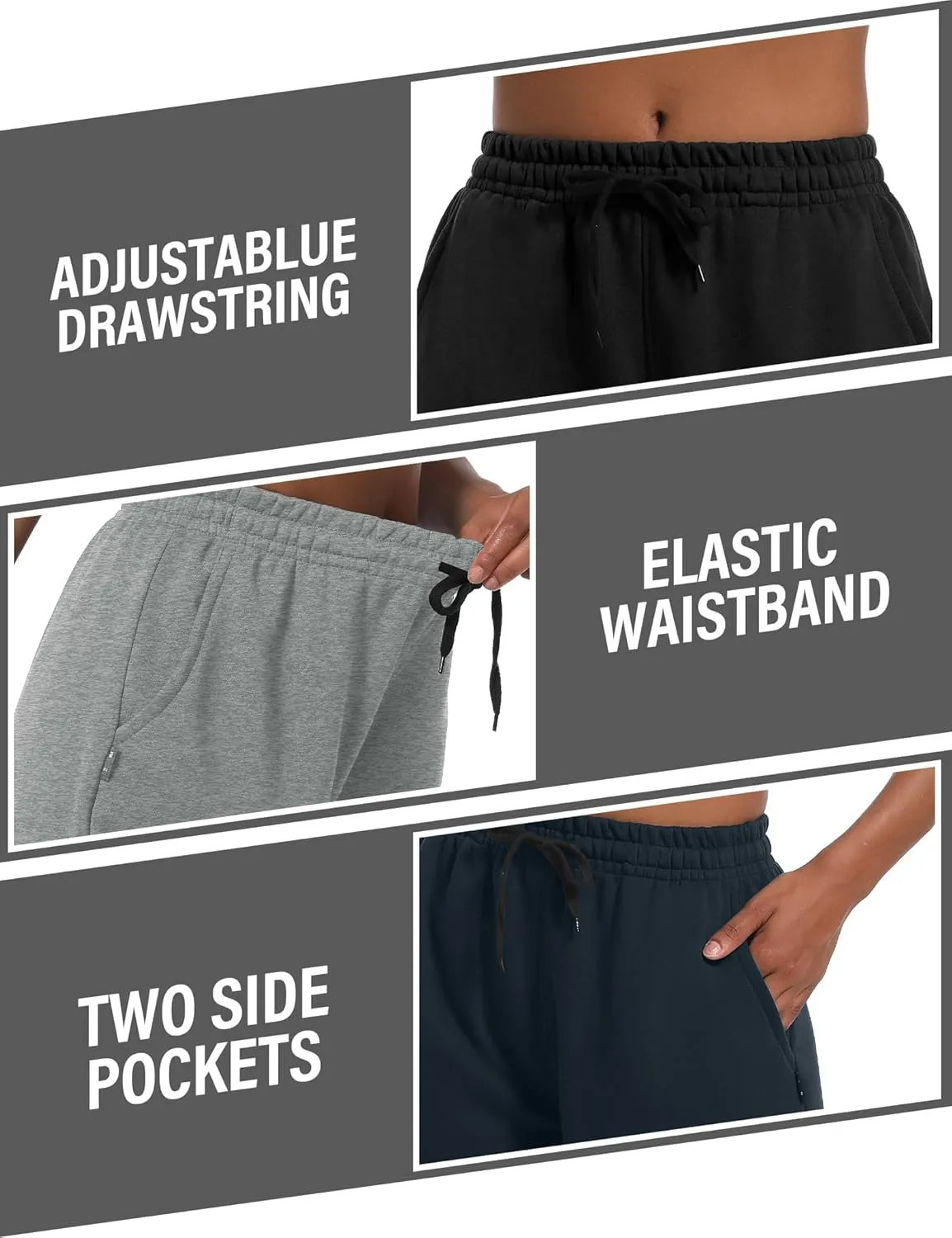 4 Pack Women's Summer Sweat Shorts Cotton Comfy Drawstring Shorts for Casual Lounge Sport Athletic with Pockets