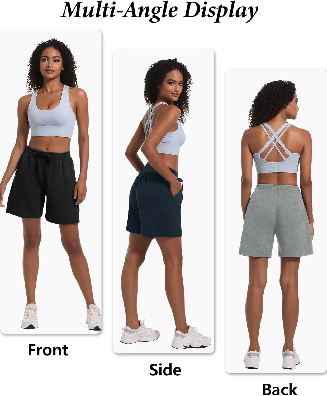 4 Pack Women's Summer Sweat Shorts Cotton Comfy Drawstring Shorts for Casual Lounge Sport Athletic with Pockets