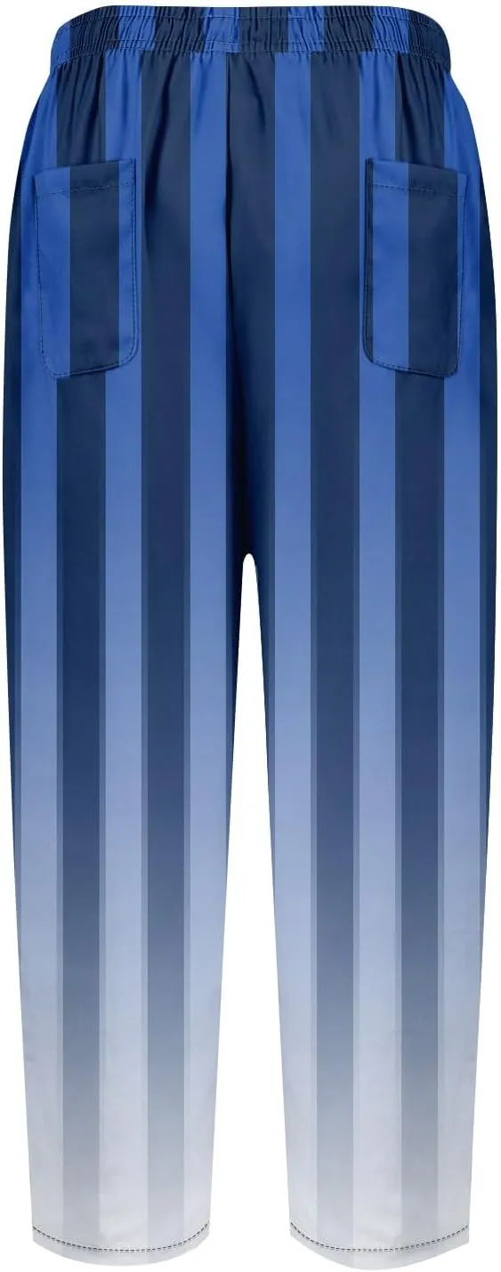 ADHOWBEW Plus Size Capri Pants for Women Dressy Flowy High Waist Casual Cotton Lounge Trendy Summer Bottoms with Pockets