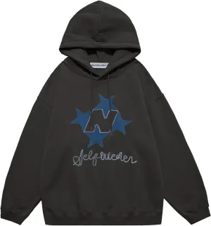 Aelfric Eden Y2k Hoodie Women Graphic Oversized Hoodies Star Embroidered Hoodied Sweatshirt Casual Vintage Pullover