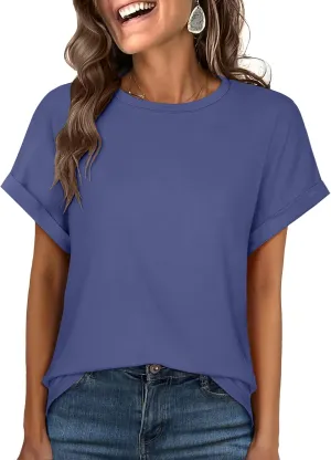 ANRABESS Womens Oversized Tops Summer Short Sleeve T Shirts Basic Solid Boxy Tee Casual Workout Going Out Outfits 2025 Spring