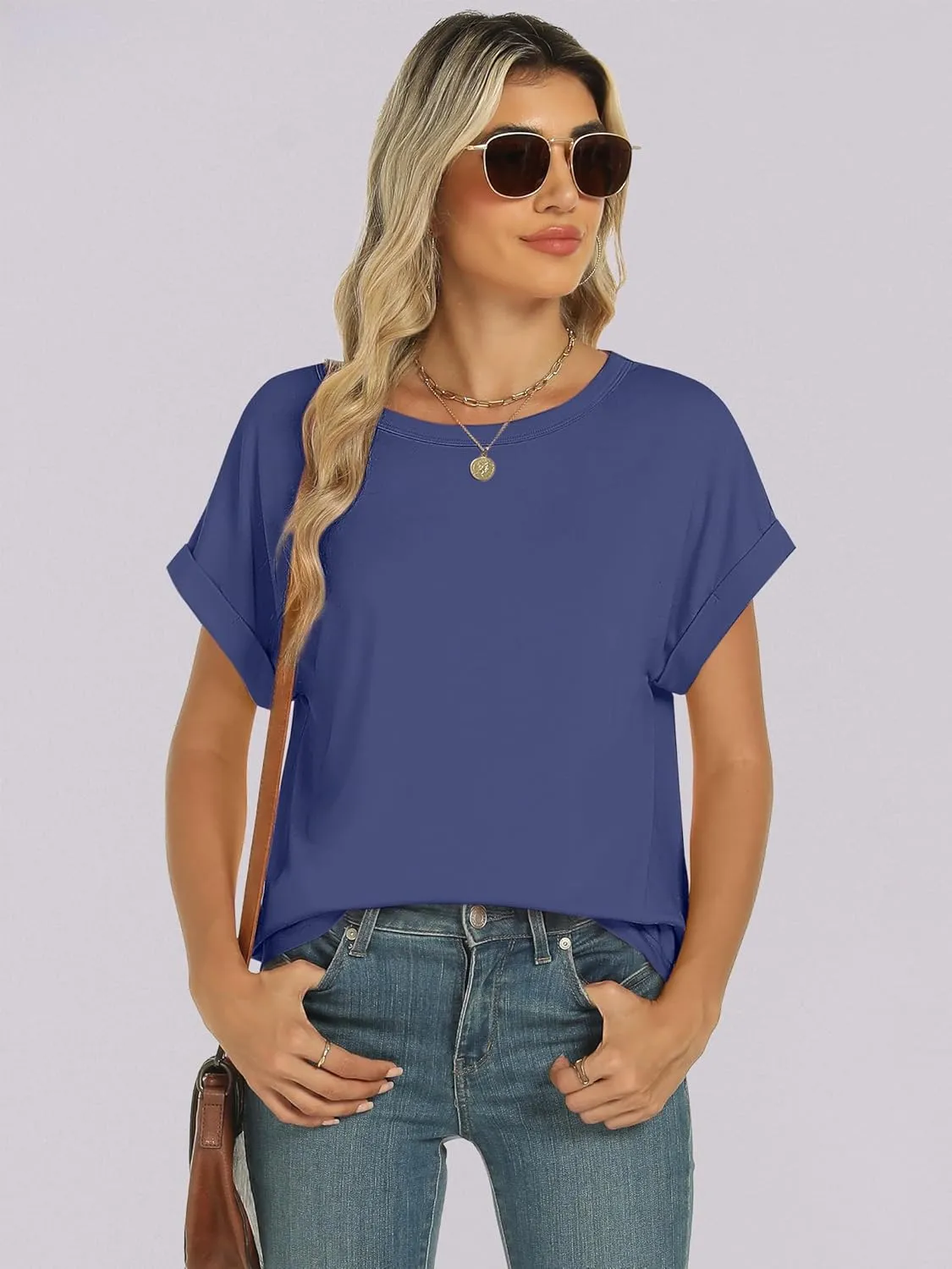ANRABESS Womens Oversized Tops Summer Short Sleeve T Shirts Basic Solid Boxy Tee Casual Workout Going Out Outfits 2025 Spring