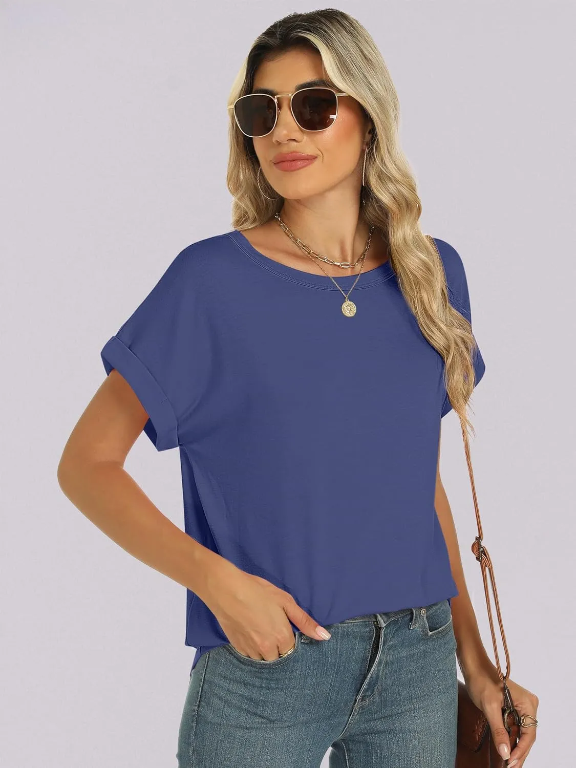 ANRABESS Womens Oversized Tops Summer Short Sleeve T Shirts Basic Solid Boxy Tee Casual Workout Going Out Outfits 2025 Spring