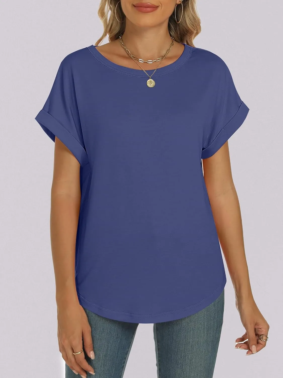 ANRABESS Womens Oversized Tops Summer Short Sleeve T Shirts Basic Solid Boxy Tee Casual Workout Going Out Outfits 2025 Spring