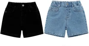 Baby Girls Denim Shorts Elastic Waist Kids Boys Aesthetic Jeans Shorts Straight Leg Toddler High Waisted Pants