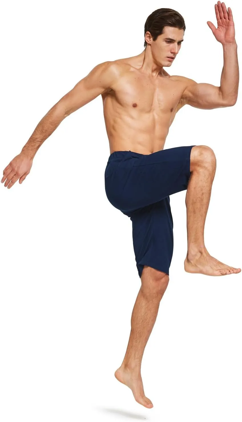 baleaf Men's Long Shorts Cotton Below Knee Yoga Workout Pajama Lounge Athletic Sweat Jersey Shorts with Pockets