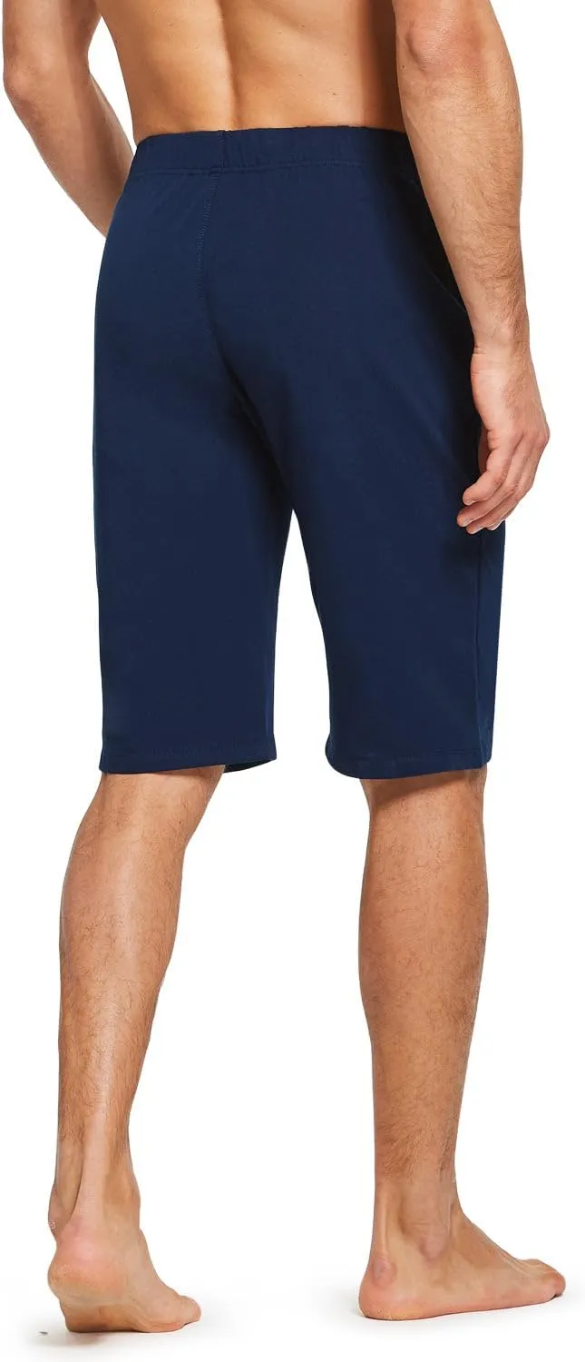 baleaf Men's Long Shorts Cotton Below Knee Yoga Workout Pajama Lounge Athletic Sweat Jersey Shorts with Pockets