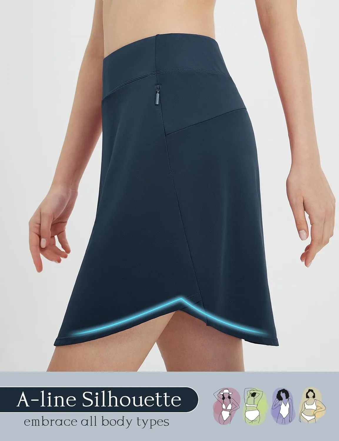 baleaf Skorts for Woman 20" Knee Length Golf Tennis Skirt High Waisted Long Athletic Casual Pockets UPF 50 