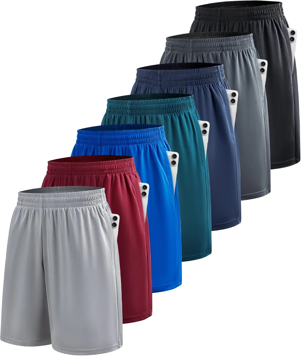 BALENNZ 7 Pack Mens Basketball Shorts with Pockets Mens Shorts Athletic Gym Workout Running Quick Dry Activewear