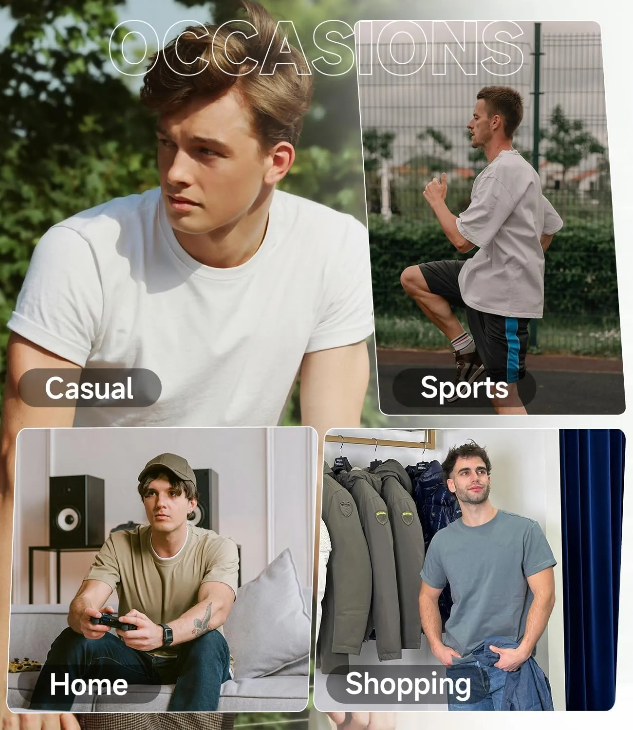 BAMBOO COOL Men's Pocket T-Shirts Heavy Weight Short Sleeve Tee Shirts Crew Neck Tshirt Soft Classic Undershirts for Men