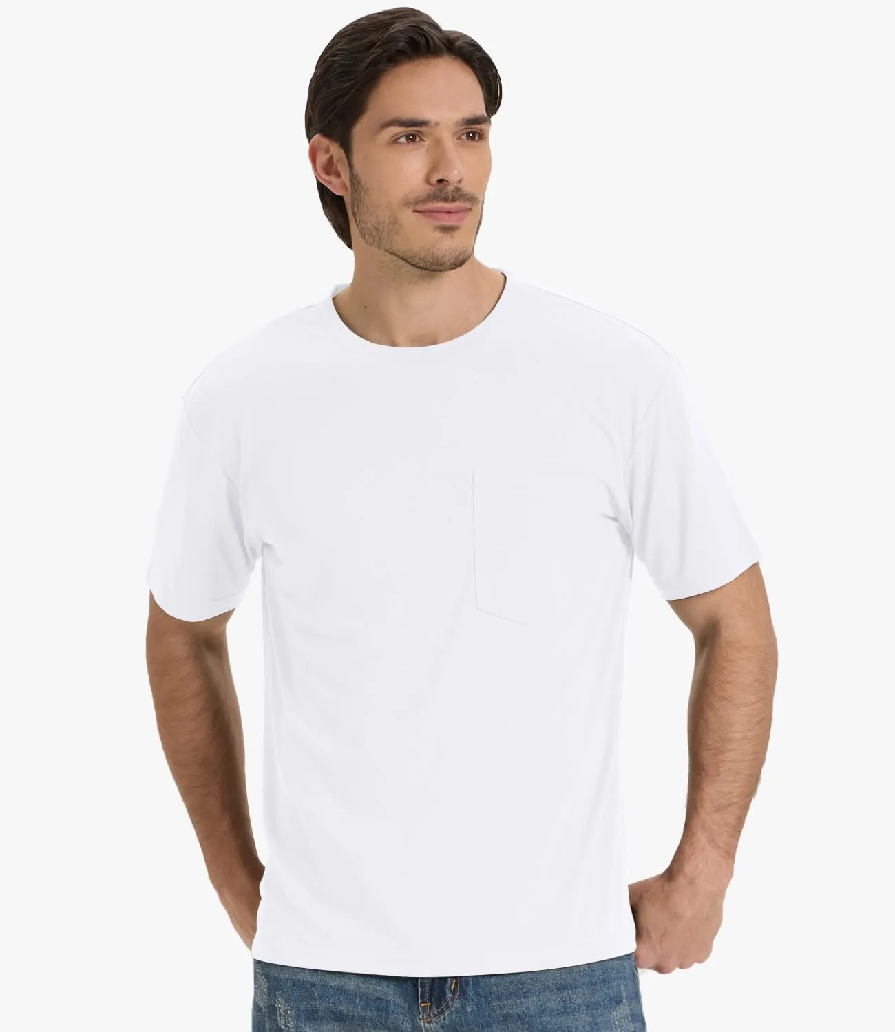 BAMBOO COOL Men's Pocket T-Shirts Heavy Weight Short Sleeve Tee Shirts Crew Neck Tshirt Soft Classic Undershirts for Men