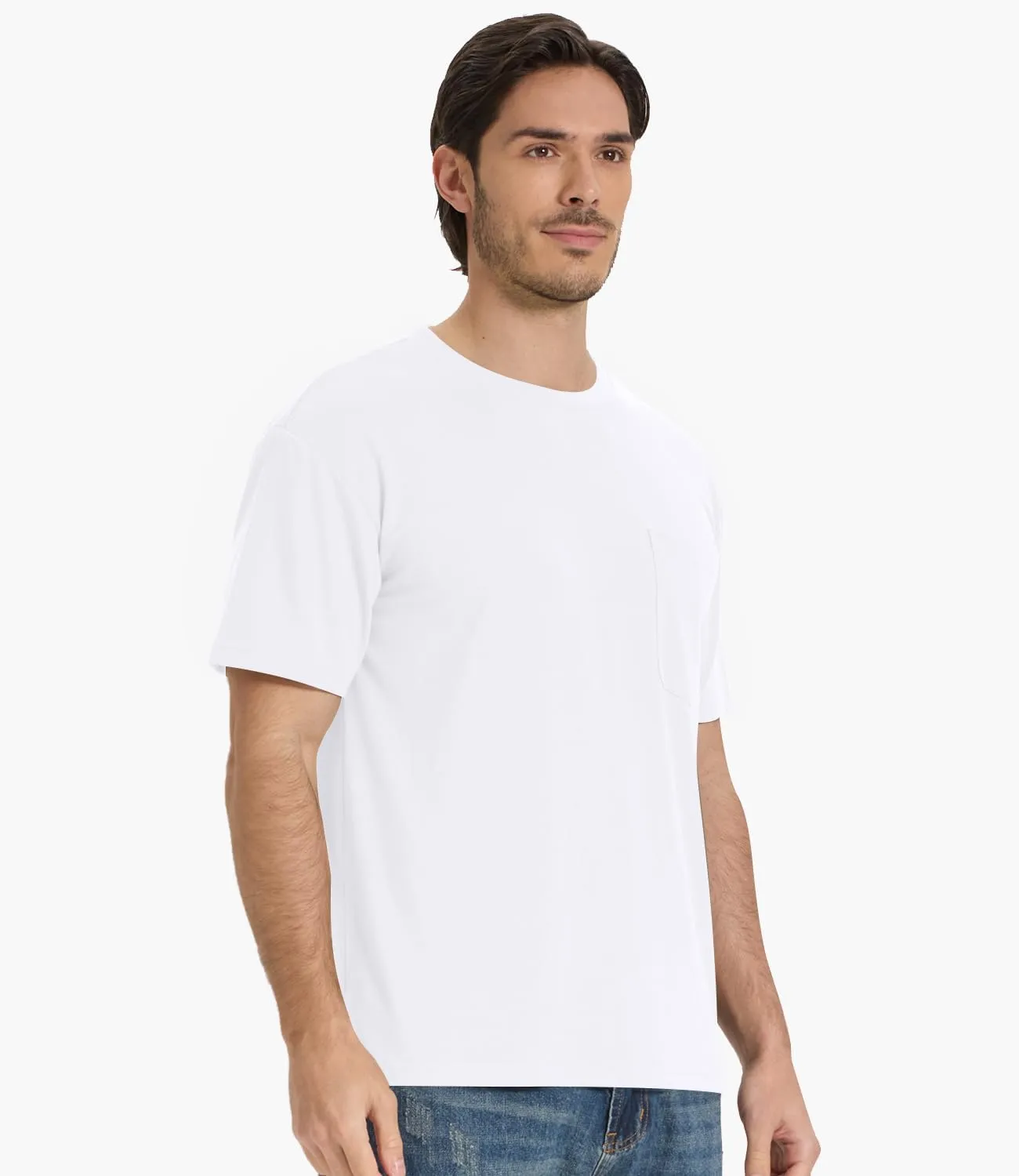 BAMBOO COOL Men's Pocket T-Shirts Heavy Weight Short Sleeve Tee Shirts Crew Neck Tshirt Soft Classic Undershirts for Men