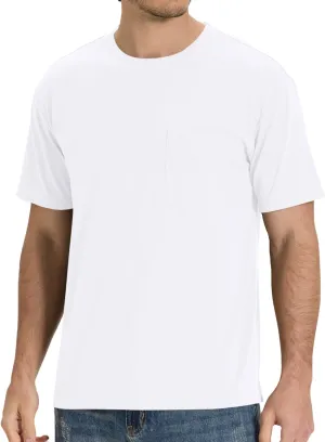 BAMBOO COOL Men's Pocket T-Shirts Heavy Weight Short Sleeve Tee Shirts Crew Neck Tshirt Soft Classic Undershirts for Men