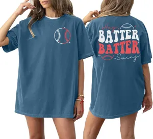 Baseball Shirts Women Oversized: Baseball Mom Tshirt Hey Batter Batter Swing Graphic Tee Ballparks Tops