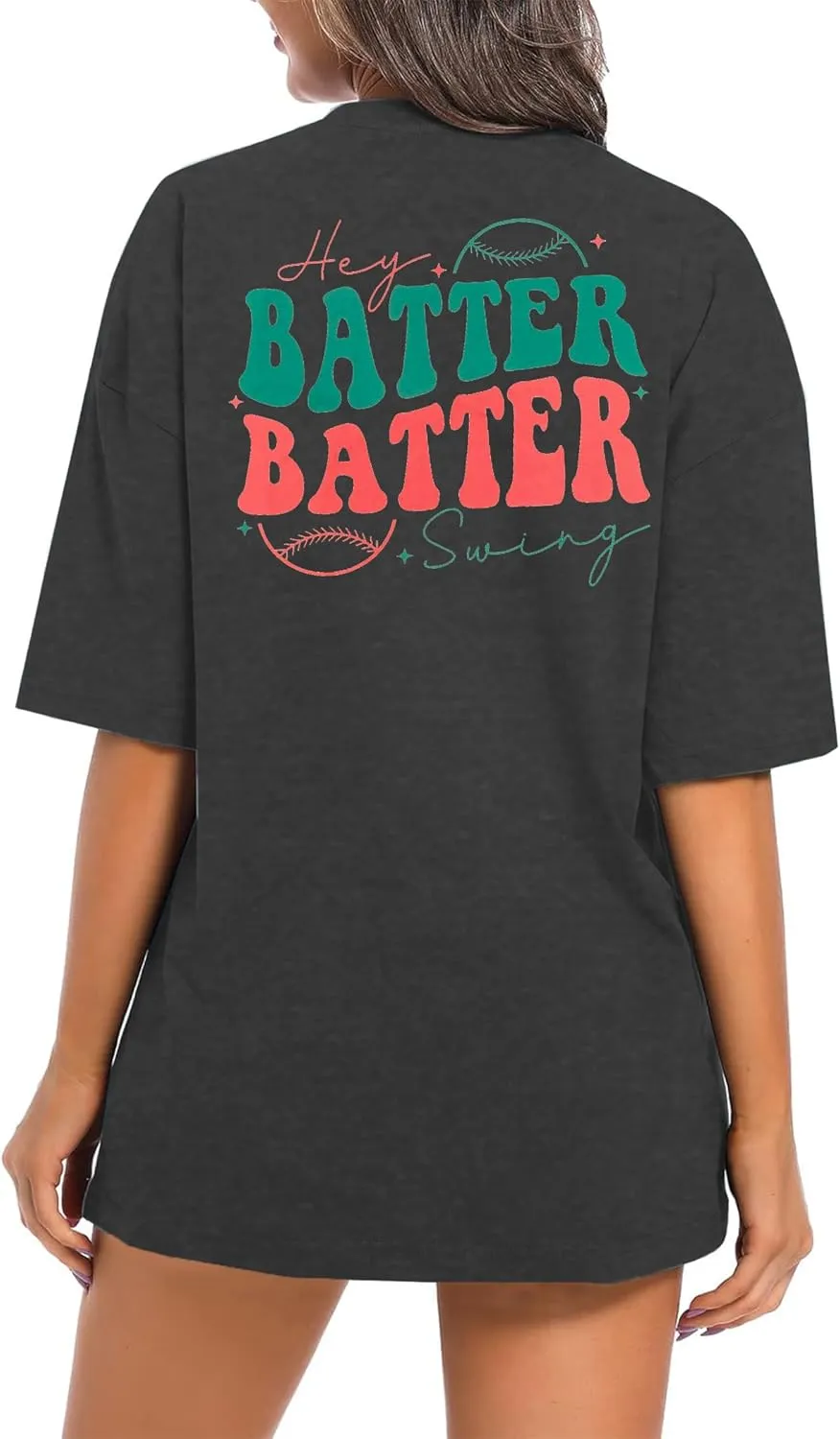 Baseball Shirts Women Oversized: Baseball Mom Tshirt Hey Batter Batter Swing Graphic Tee Ballparks Tops