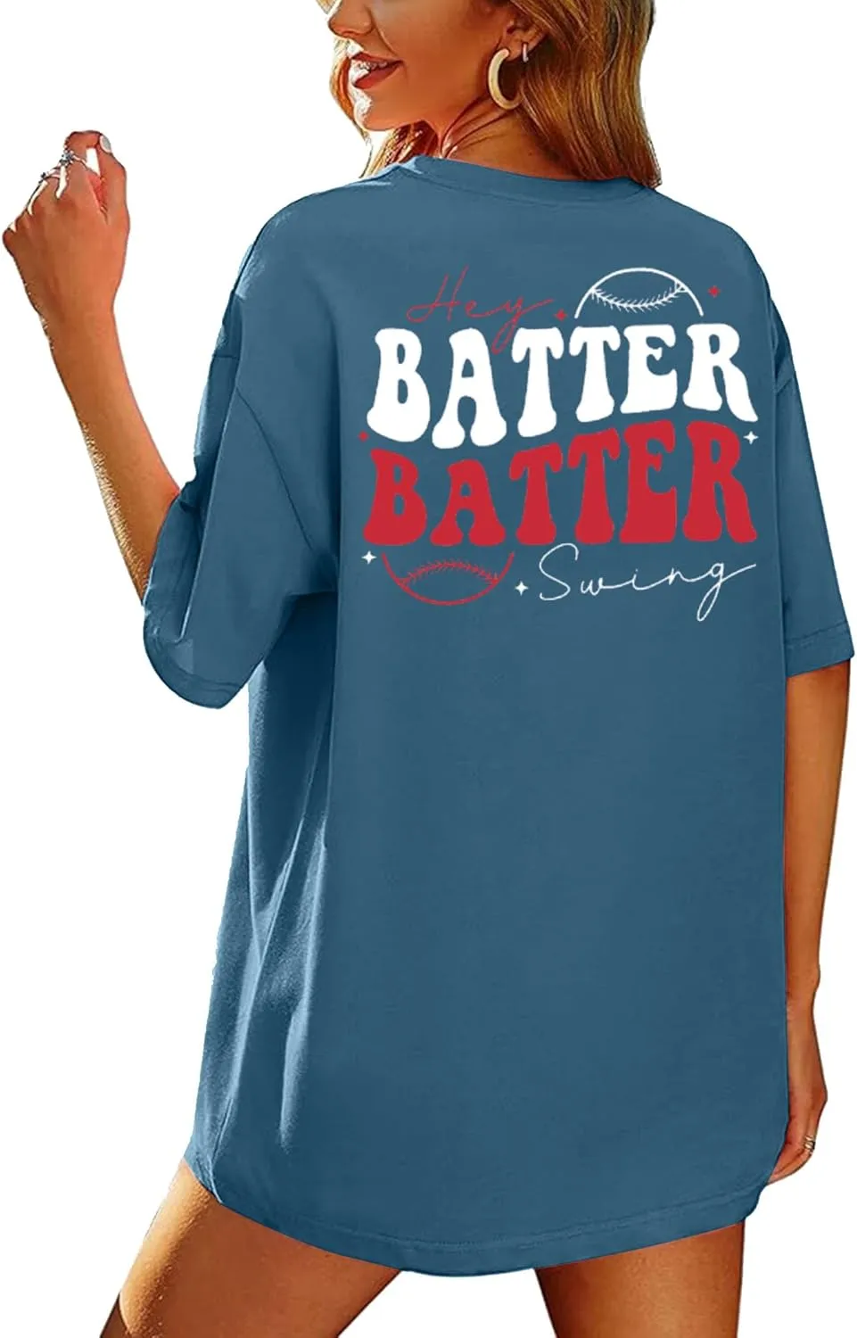 Baseball Shirts Women Oversized: Baseball Mom Tshirt Hey Batter Batter Swing Graphic Tee Ballparks Tops