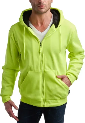 Bass Creek Outfitters Men's High Visibility Sweatshirt - Heavyweight Sherpa Lined Water Resistant Workwear Hoodie (M-XXL)