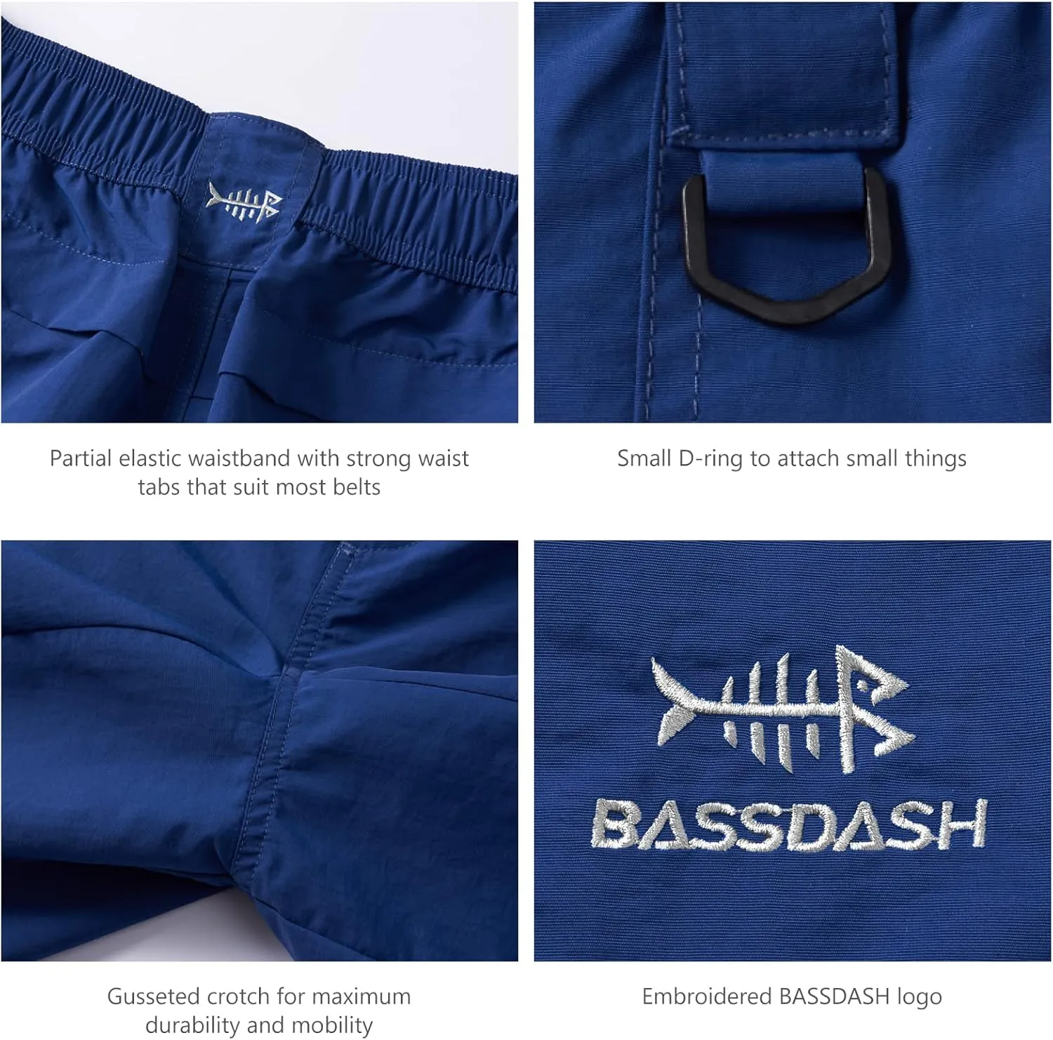 BASSDASH Men's 6" Fishing Shorts UPF 50  Water Resistant Quick Dry Hiking Cargo Shorts with Multi Pocket
