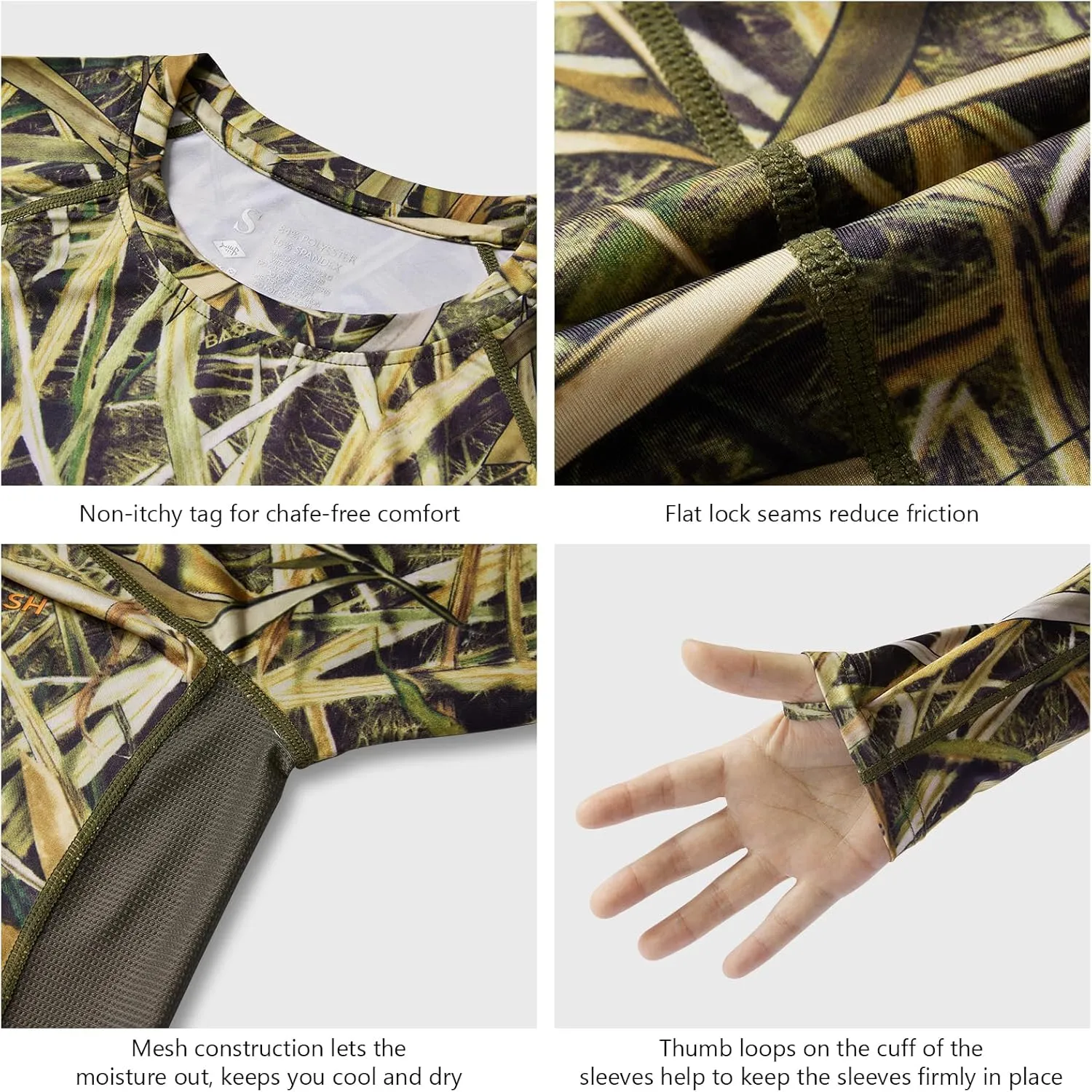 BASSDASH Womens Camo Hunting Shirt Long Sleeve UPF 50  Sun Protection Performance Tee Fishing Hiking