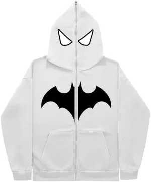 Bat Graphic Zip Up Y2k Hoodie Women Men Oversized Full Zipper Teen Girls Trendy Streetwear Hoodies
