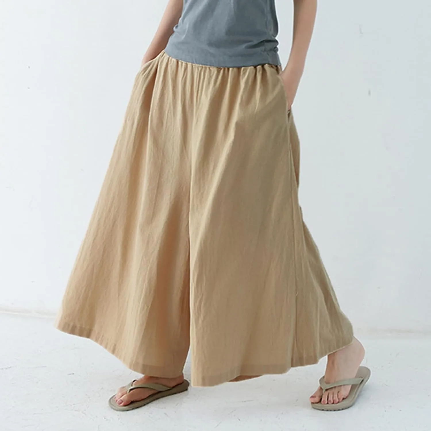 Beach Pants for Women Wide Leg Wide Leg Long Pant Trousers with Pocket Linen Blend
