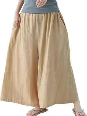 Beach Pants for Women Wide Leg Wide Leg Long Pant Trousers with Pocket Linen Blend