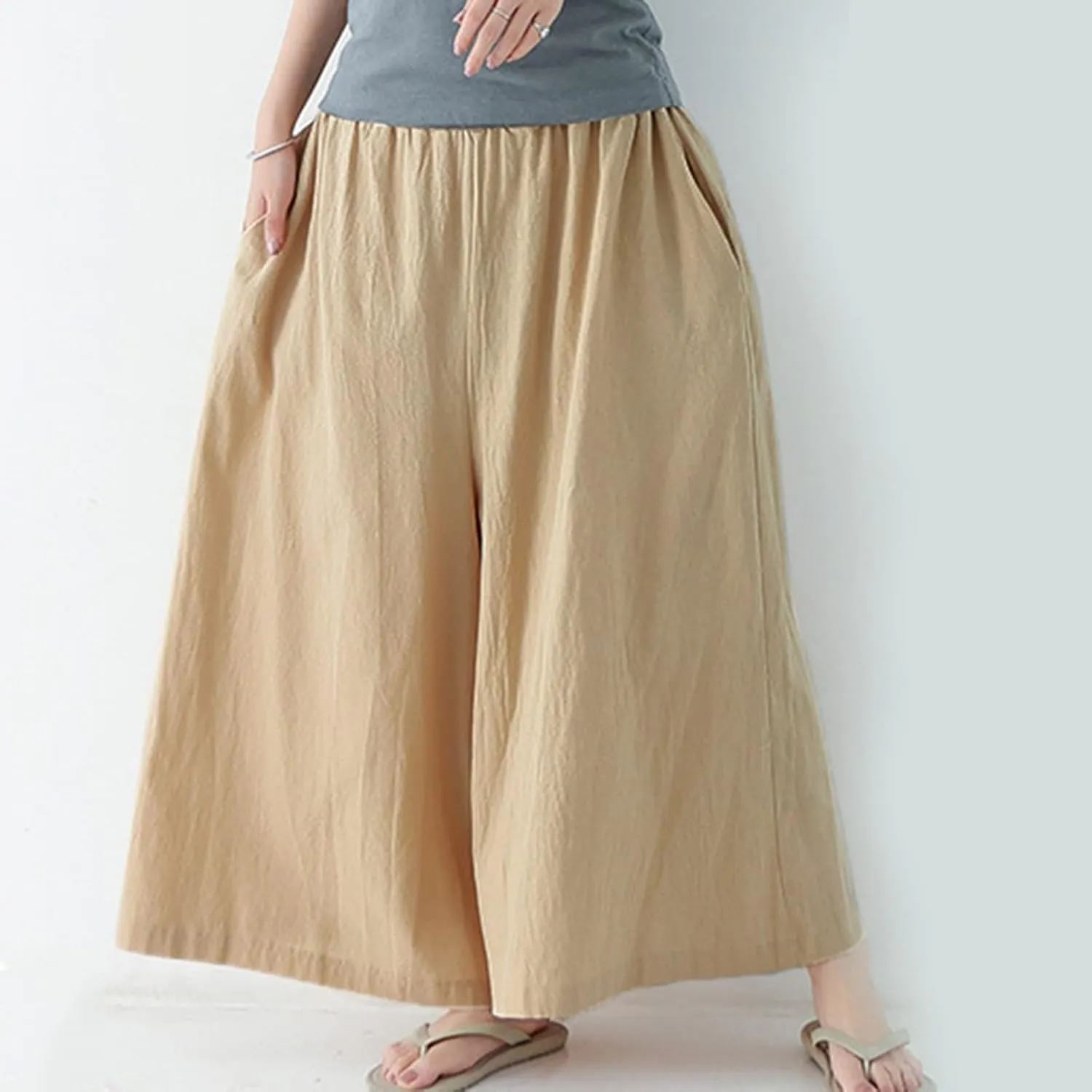 Beach Pants for Women Wide Leg Wide Leg Long Pant Trousers with Pocket Linen Blend