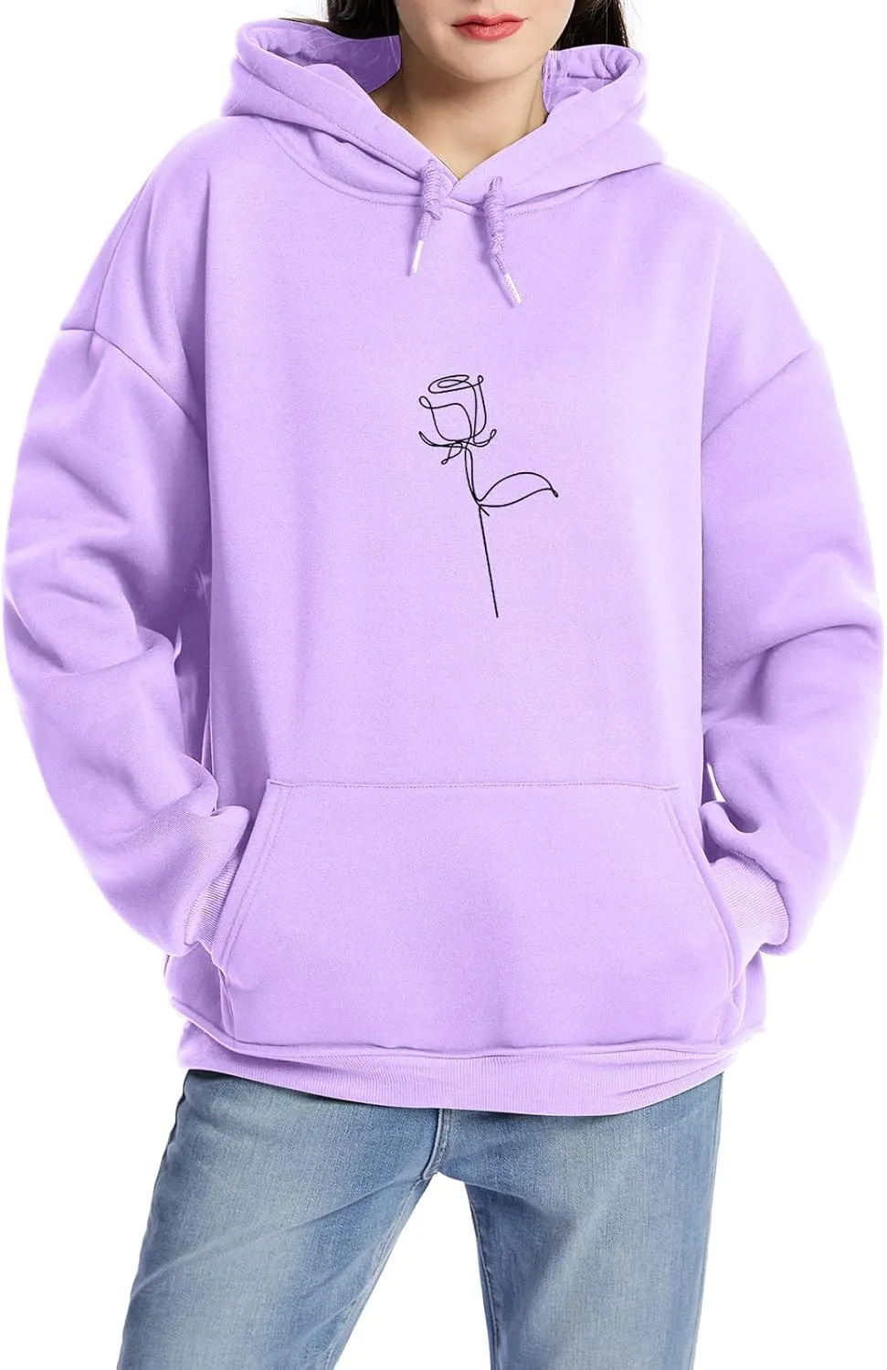 Bobeutou Cute Mushroom Graphic Kawaii Sweatshirt for Teen Girls Oversized Aesthetic Warm Hoodie Tops with Pocket Pullover