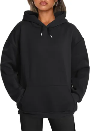 Bobeutou Oversized Hoodie for Women Trendy Hoodies Basic Solid Sweatshirts with Pocket Fleece Pullover Fashion Casual Tops