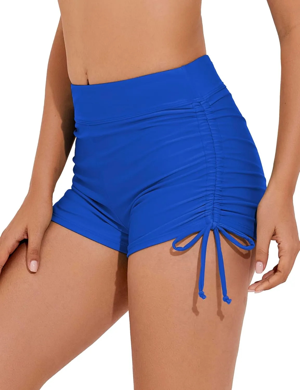 Bonneuitbebe Women's Swim Shorts High Waist Swimsuit Bottoms Adjustable Side Tie Bathing Suit Boyshorts Bikini Board Shorts