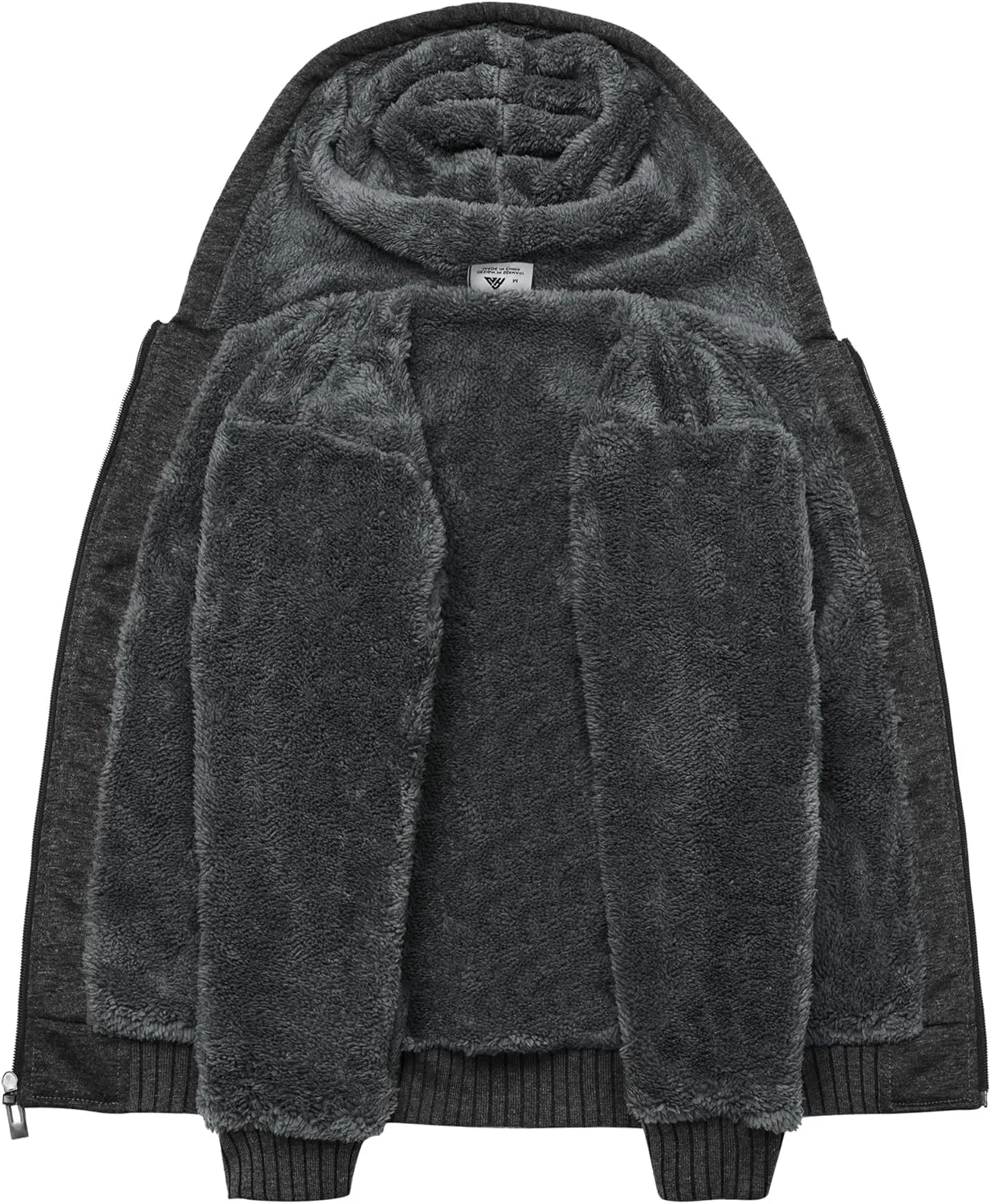 Boys Fleece Jacket Zip Up Hoodie Sherpa Lined Warm Coat Hooded Sweatshirt Outerwear
