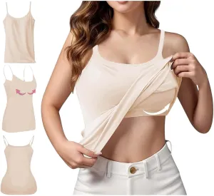 Built in Bra Tank Tops for Women 2025 Spring Casual Sleeveless Strap Camisole Plus Size Cotton Padded Workout Tops