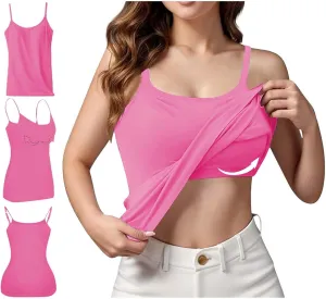 Built in Bra Tank Tops for Women 2025 Spring Casual Sleeveless Strap Camisole Plus Size Cotton Padded Workout Tops