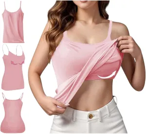 Built in Bra Tank Tops for Women 2025 Spring Casual Sleeveless Strap Camisole Plus Size Cotton Padded Workout Tops