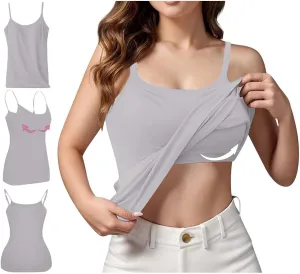 Built in Bra Tank Tops for Women 2025 Spring Casual Sleeveless Strap Camisole Plus Size Cotton Padded Workout Tops