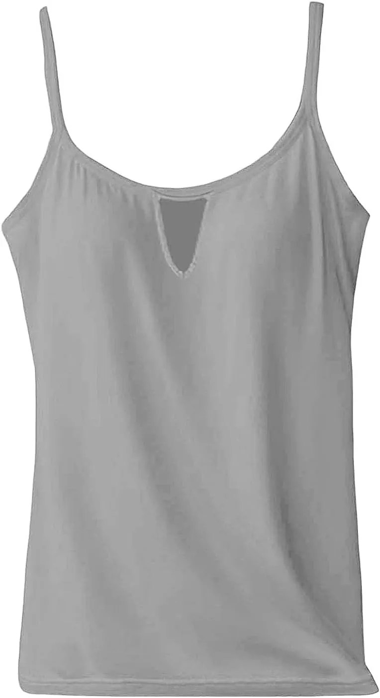 Built in Bra Tank Tops for Women Summer Plus Size Sleeveless Spaghetti Strap Camisole Padded Workout Yoga Cami Tops
